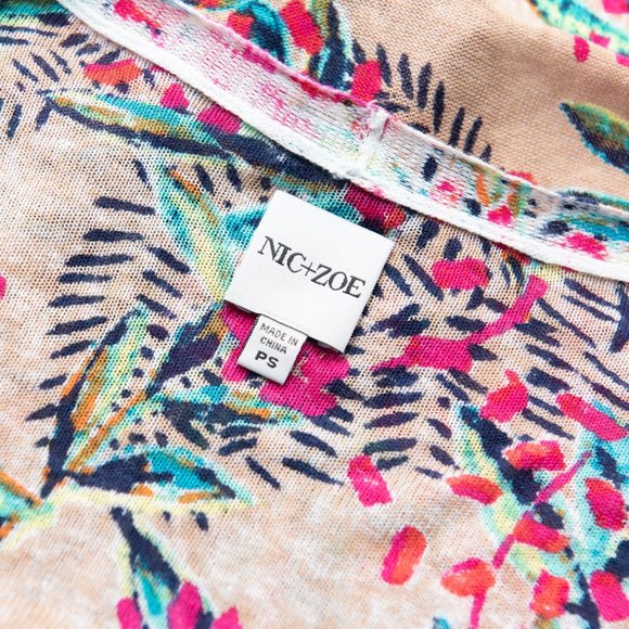 Nic + Zoe Cardigan Cherry Blossom Rayon Linen Floral Multicolor Small Petite - Picture 4 of 7